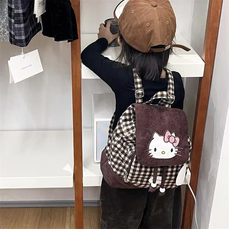 Детский рюкзак Hello Kitty для девочек с вышивкой в виде геометрии и мягкими лямками