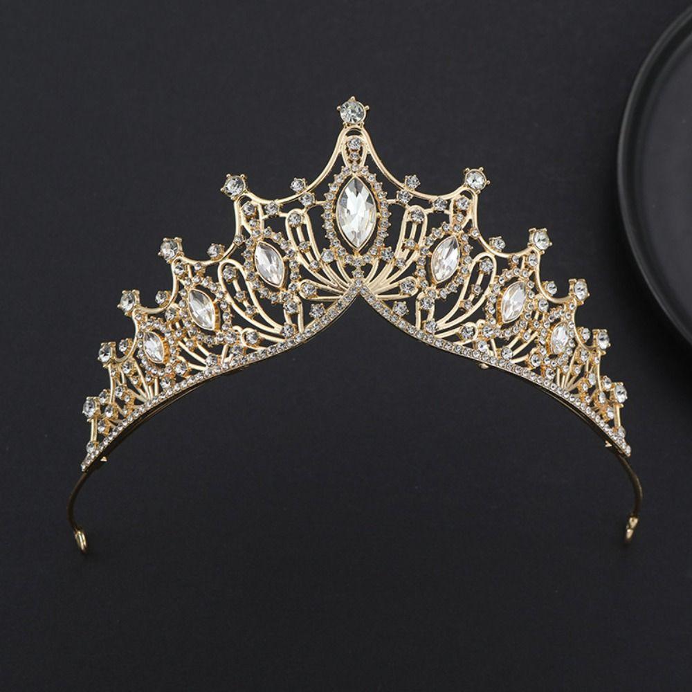 Блестящая принцесса тиара золото стразы корона темперамент барокко корона свадебная