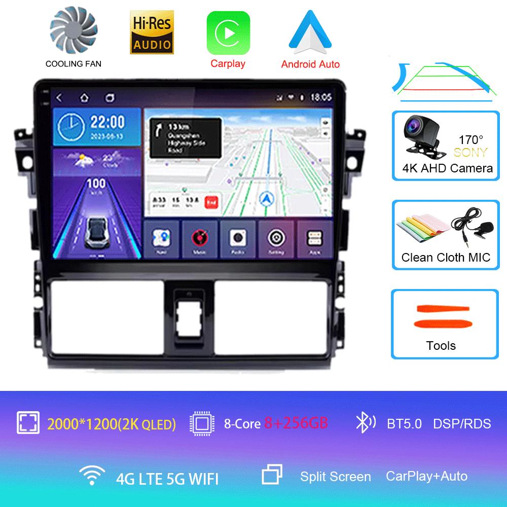 Android 14 для TOYOTA VIOS YARIS 2013 2014 2015 2016 Мультимедийный видеоплеер Автомобильный радиоприемник GPS-навигация БЕЗ DVD 2 Din Carplay Новый