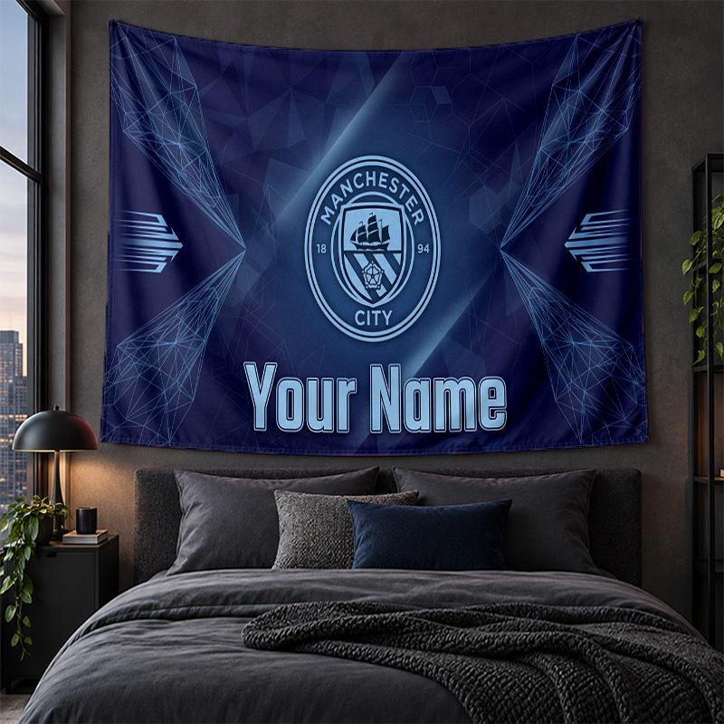 Personalized Tapestry Wall Hanging Manchester City Pattern Art Background Cloth