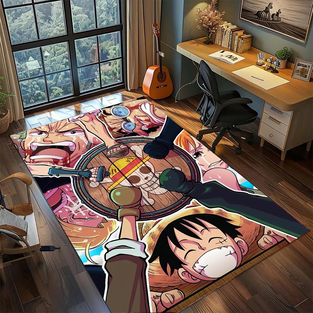 One Piece Wano Country Arc Samurai Luffy Rug Carpet Large Area Rug Non Slip Washable Floor Mat Gamer Room Bedroom Home Decor