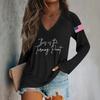 Women's Fashion Casual Long Sleeve Halloween Printed V-Neck Top