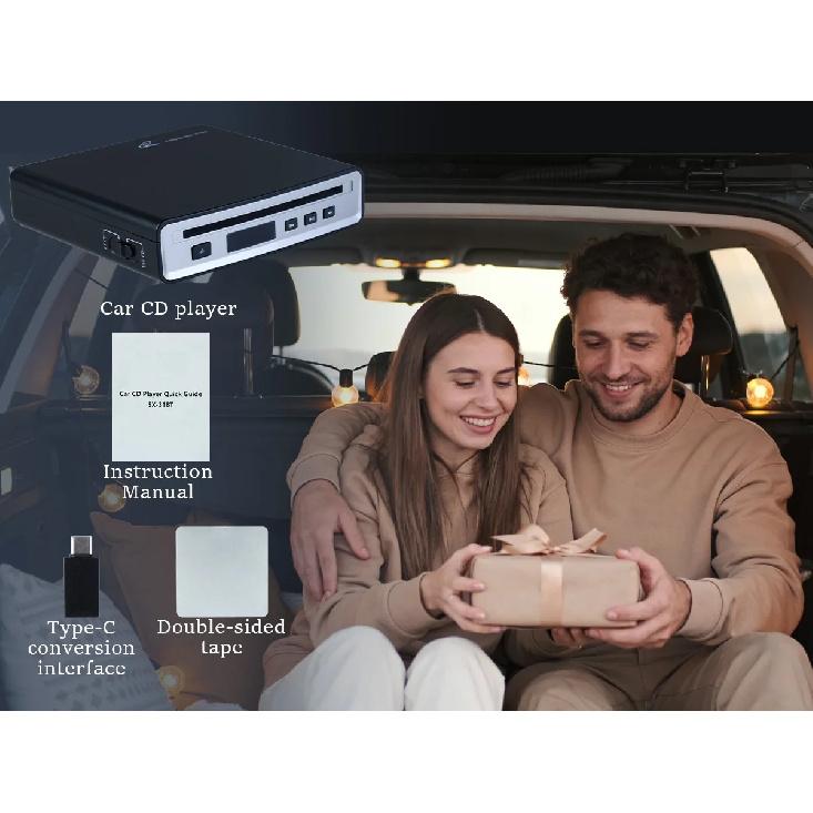 Car CD Player for Portable, External Car CD player, Dual-Mode USB or Bluetooth CD Player with for Car All-Models, Plug and Play