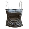 Women Vest Seamless Padded Pleated Slim Fit Solid Color Backless Elastic Summer Camis Tank Top Lady
