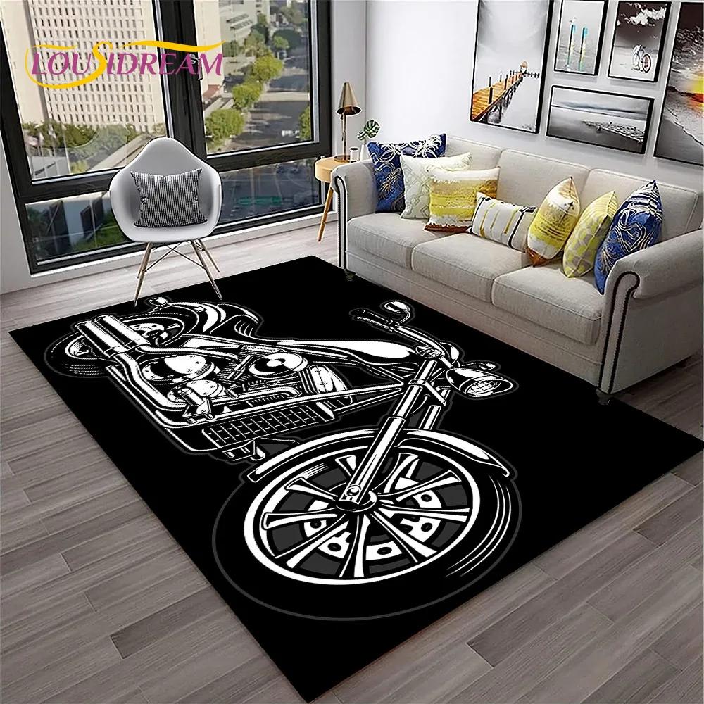 Vintage Motorcycle Retro Carpet Rug for Home Living Room Bedroom Playroom Sofa Doormat Decor,Kid Area Rug Non-slip Floor Mat