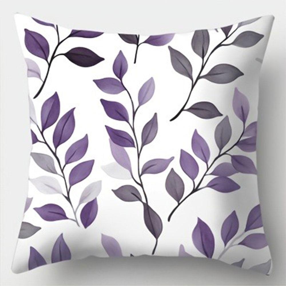 Light Purple Lavender Style Pattern Home Decor Pillowcase Living Room Sofa Polyester Cushion Cover With Zipper