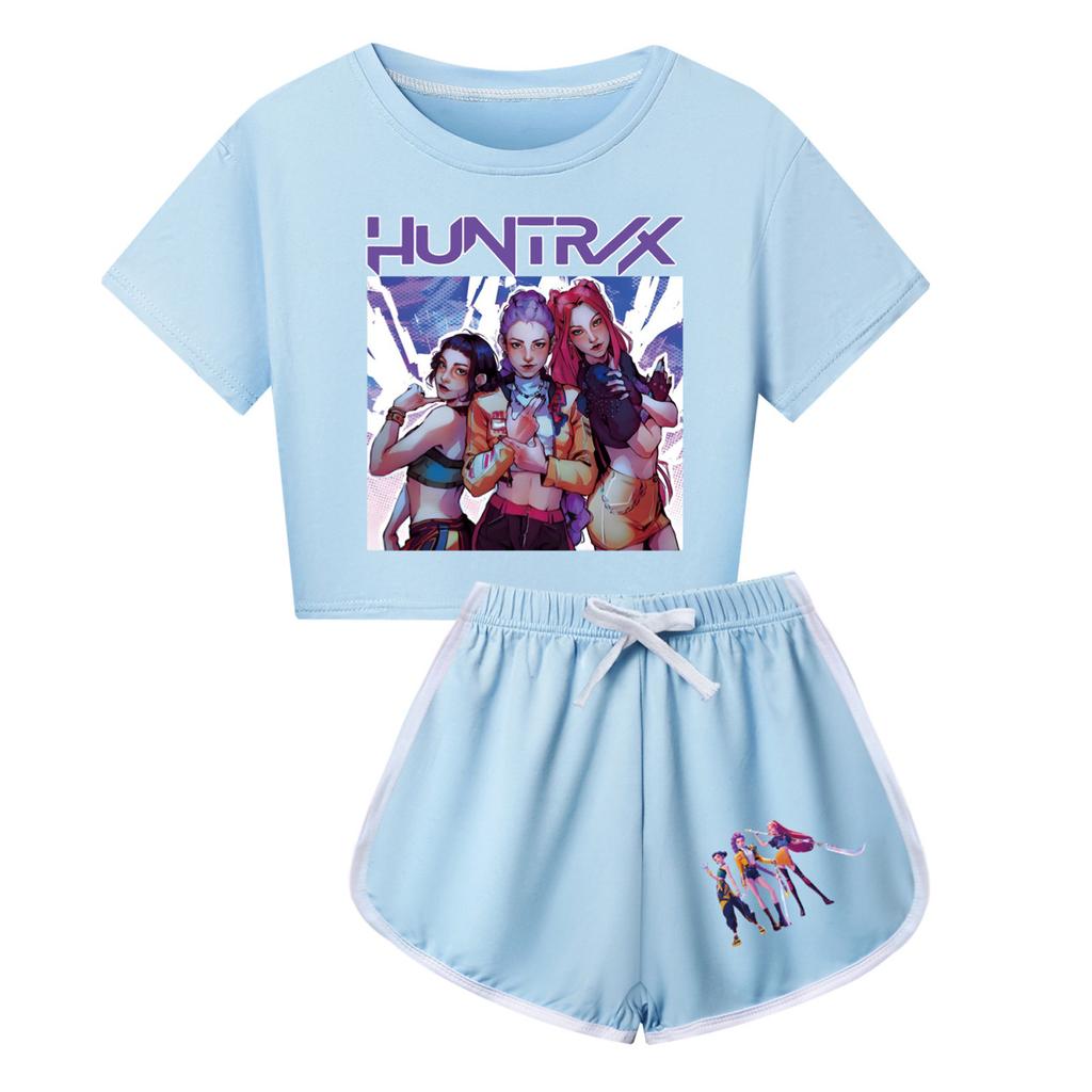 Kids Summer Sport T-Shirt And Shorts 2 Piece Outfit Tracksuit Set Short Sleeve Print Crop Tops With Clothing Set