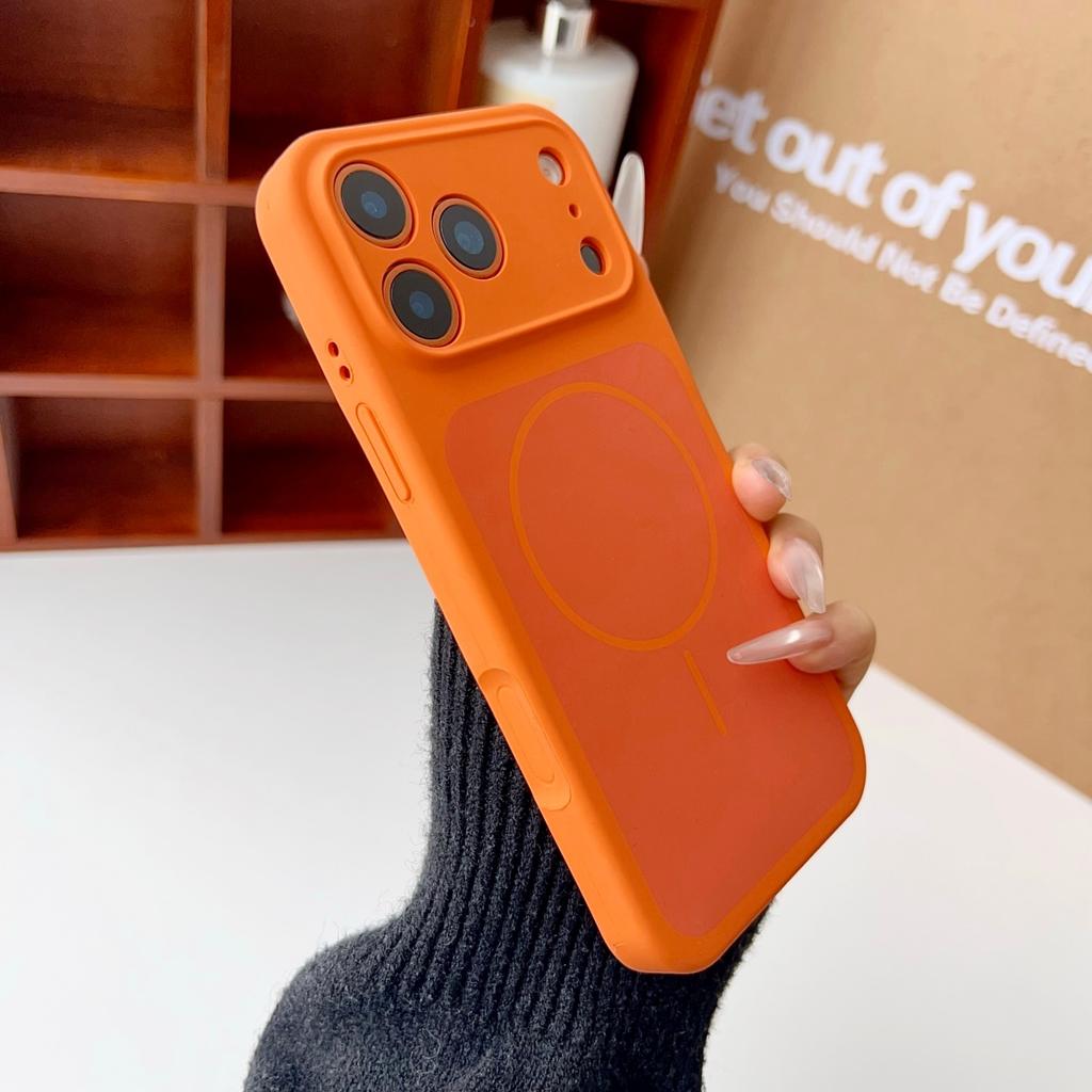 Official Liquid Silicone For Magsafe Dual Color Phone Case For iPhone 17 Pro Max Original Orange Shockproof Magnet Charge Cover