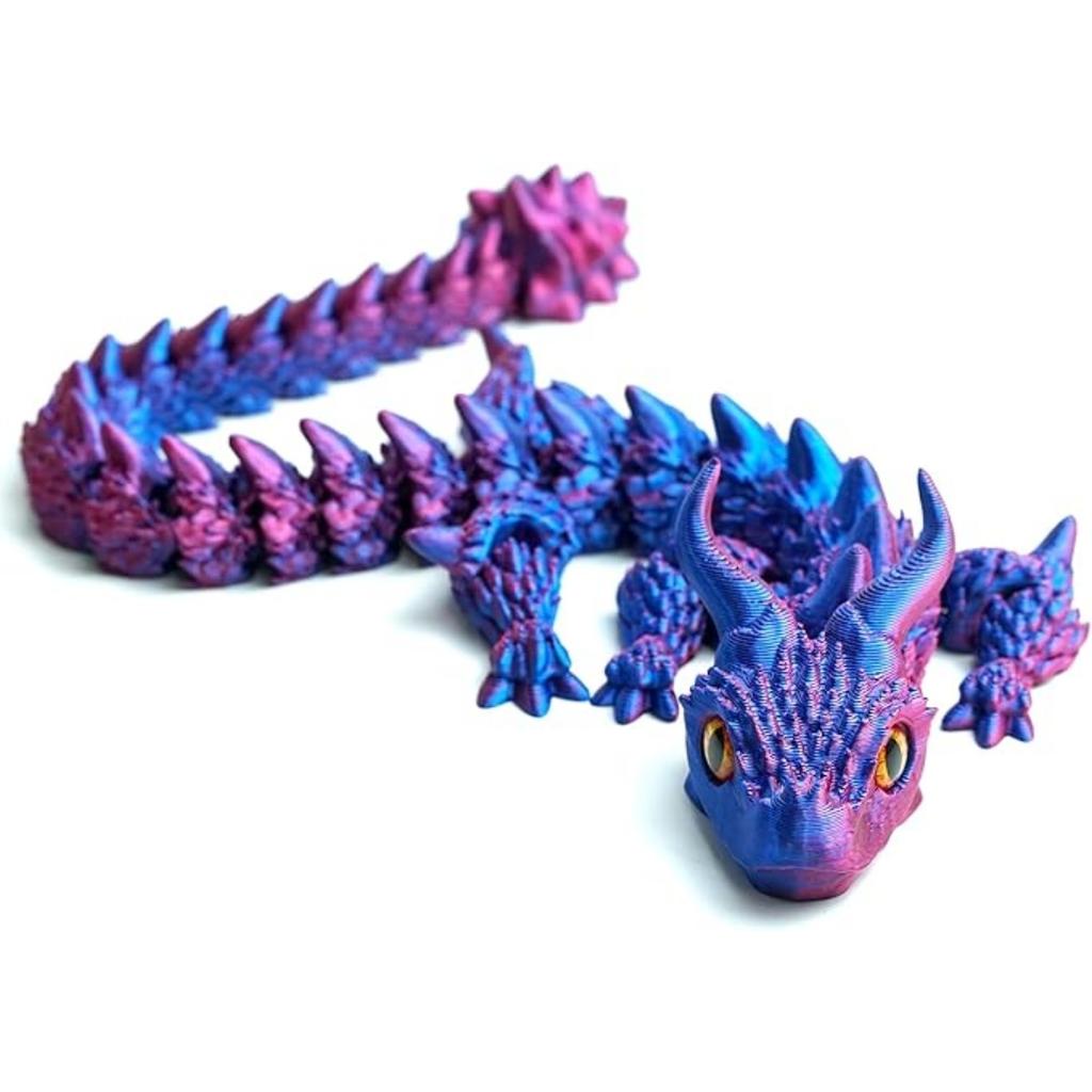 3D Printed Dragon Model with Eyes,Flexible Animals Toy Statue,Movable Joints,Home Office Decor,Interesting Toys Fidget Toys Executive Desk Animals Toy