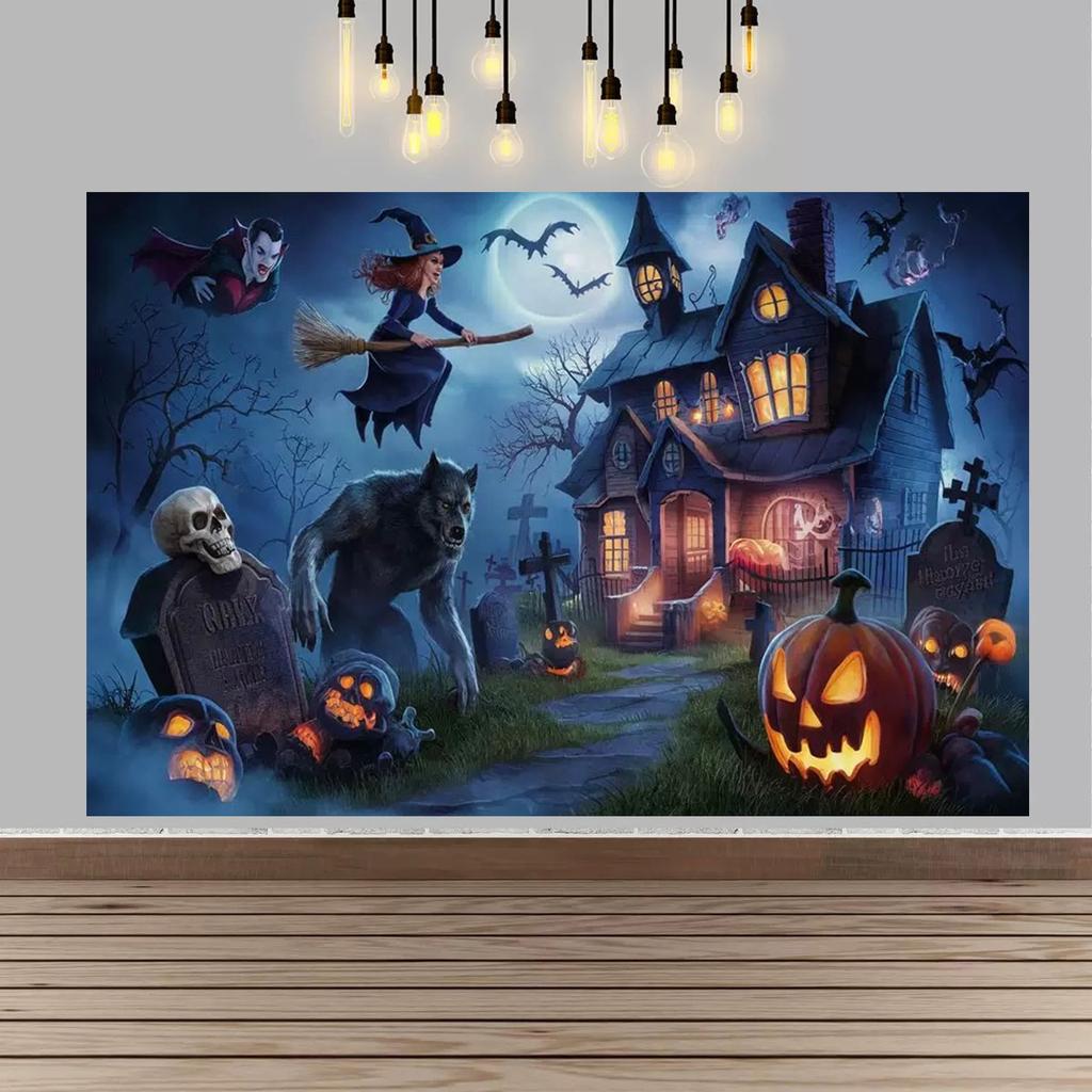 Halloween Party Decor Backdrop Halloween Ghost Bloody And Terrifying Haunted House Ghost Decor Party Supplies Photography Props