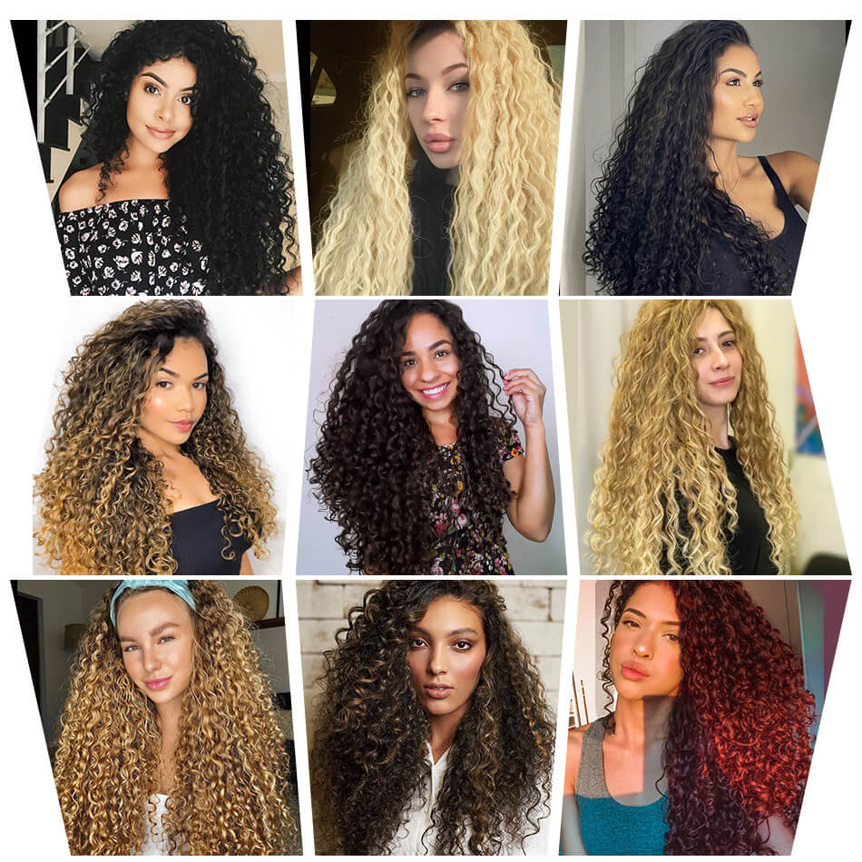 Synthetic Long Jerry Curly Bundles Organic Fiber Curly Natural Hair Extensions 20 24 28Inch Ombre Color 9Pcs Heat Resistant Wave