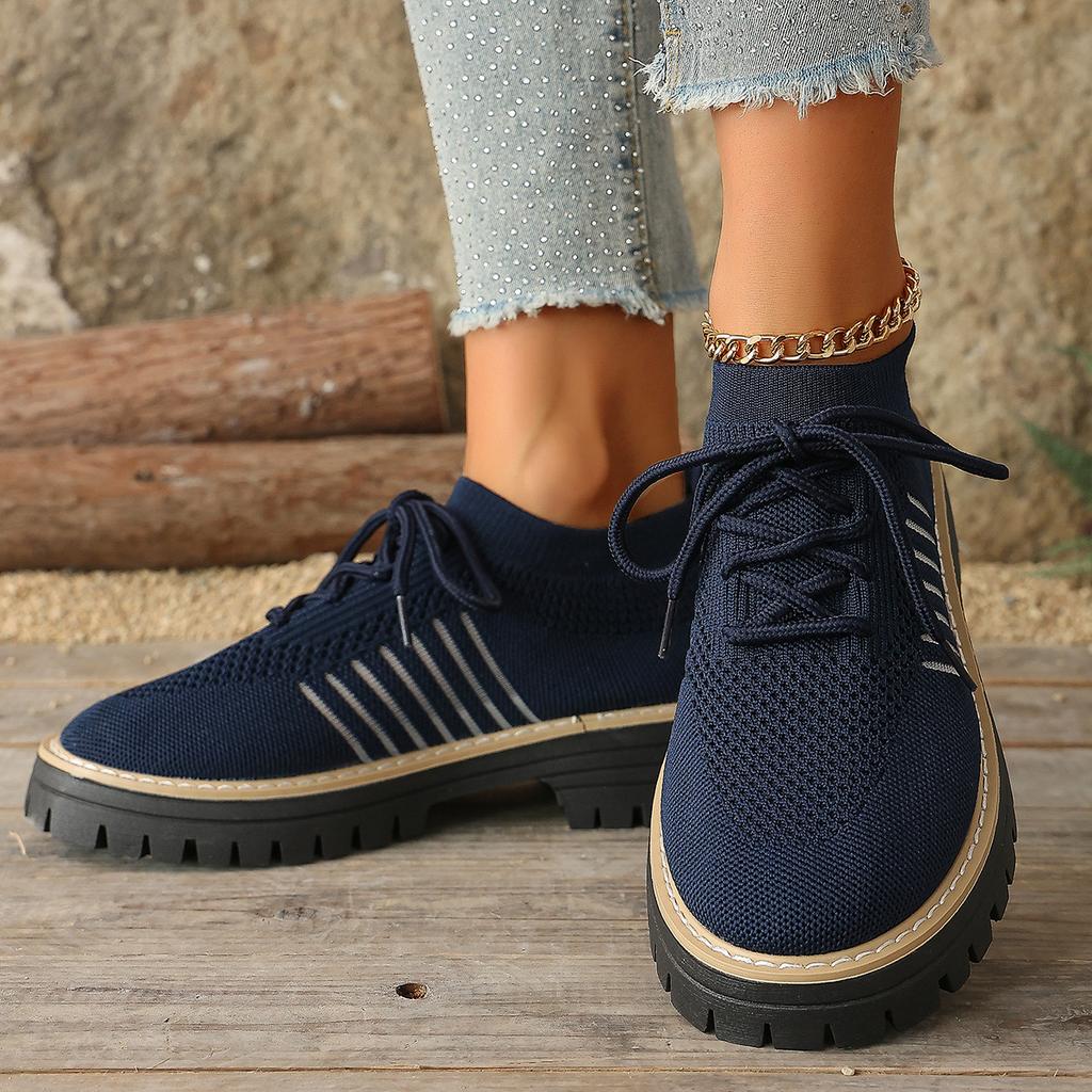 Plus Size Shoes for Women 36-43 Summer Spring 2026 Women Mesh Breathable Comfortable Lace Up Platform Flats Sneakers Women