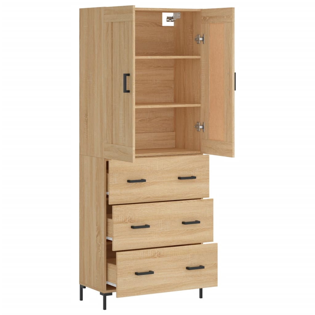 Highboard in Sonoma Oak Finish 27.4 x 13.4 x 70.9 in (W x D x H) Particleboard