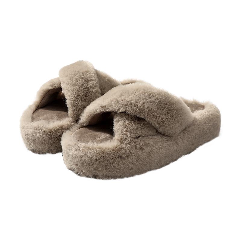Хлопковые тапочки с нескользящей подошвой, увеличивающие рост, домашнее тепло, тапочки с открытой аркой, высокая мода, пушистые тапочки для улицы, женские