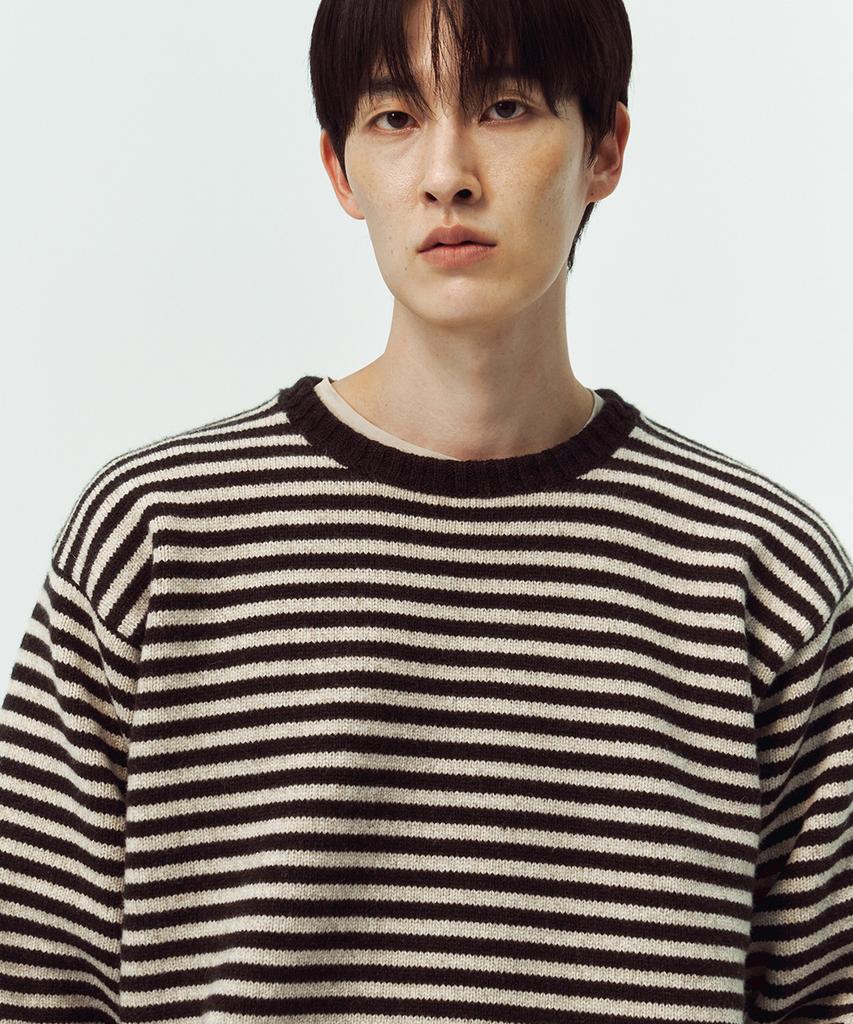 BLANKROOM Fisherman Stripe Knit_Oat Brown