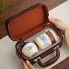 Premium Ru kiln travel business trip tea set Tianxiang Peony portable car ancient rhyme tea set can be customized gifts