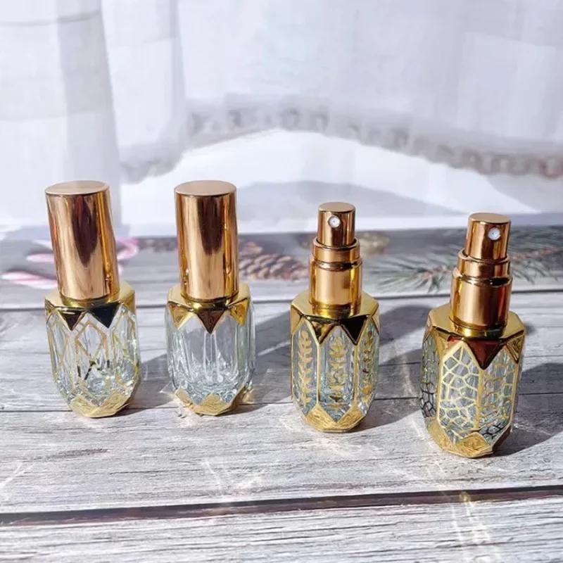 Дорожный мини-спрей 6 мл, роскошный флакон из стекла с золотым покрытием для духов, портативные многоразовые флаконы, прозрачный распылитель для спиртового тумана