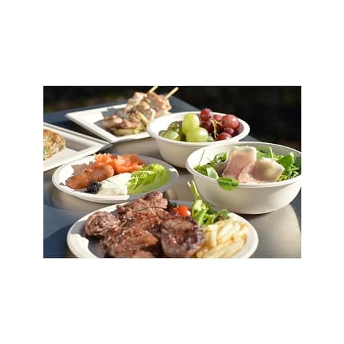 Strix Design Disposable Deep Paper Plates and Bowls, 100 Count (2 Packs of 50), 15.5cm, Unbleached, Water and Oil Resistant, Microwaveable, Stylish, C