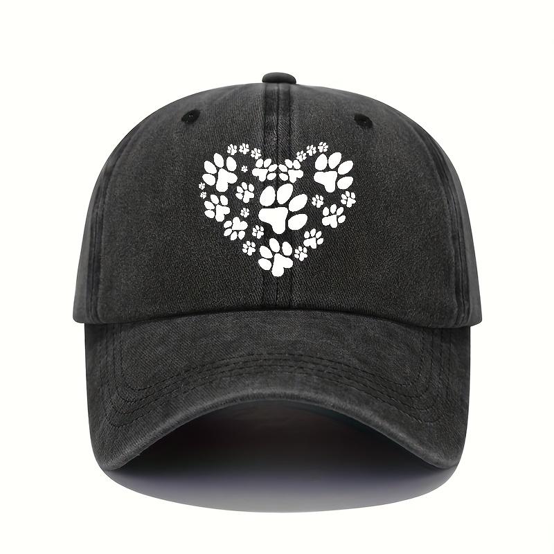 Claw print love print baseball cap retro lightweight washable cap adjustable for men and women