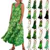 Women's Casual Comfort St. Patrick's Day Printed Sleeveless Pocket Dress