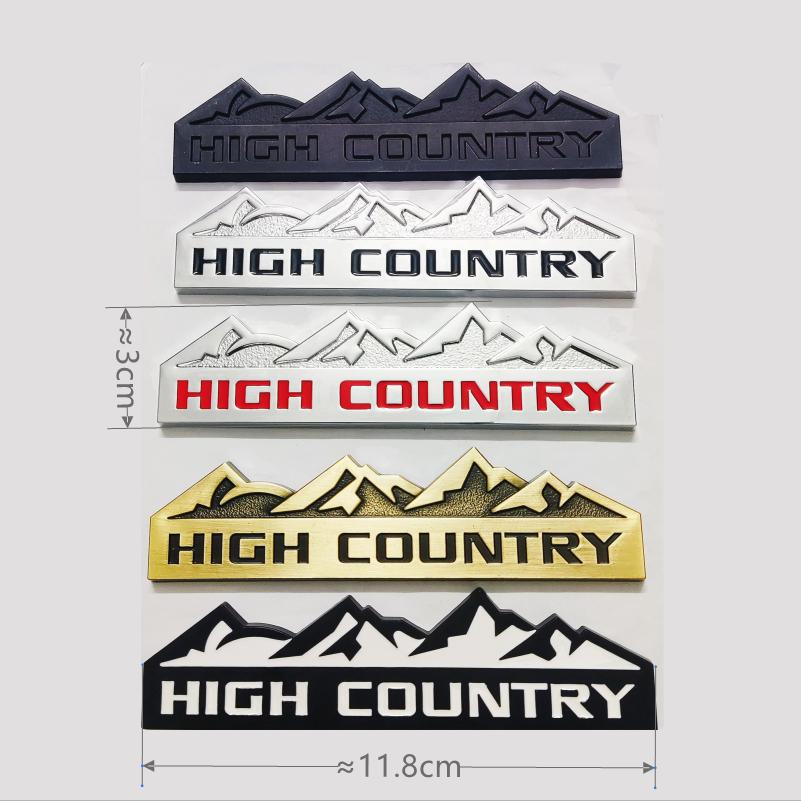 AABHC1 HIGH COUNTRY 3D Zinc Alloy Car Sticker Suitable for Chevrolet, Jeep, Dodge and Ford Modified Snow Mountain Metal Car Logo