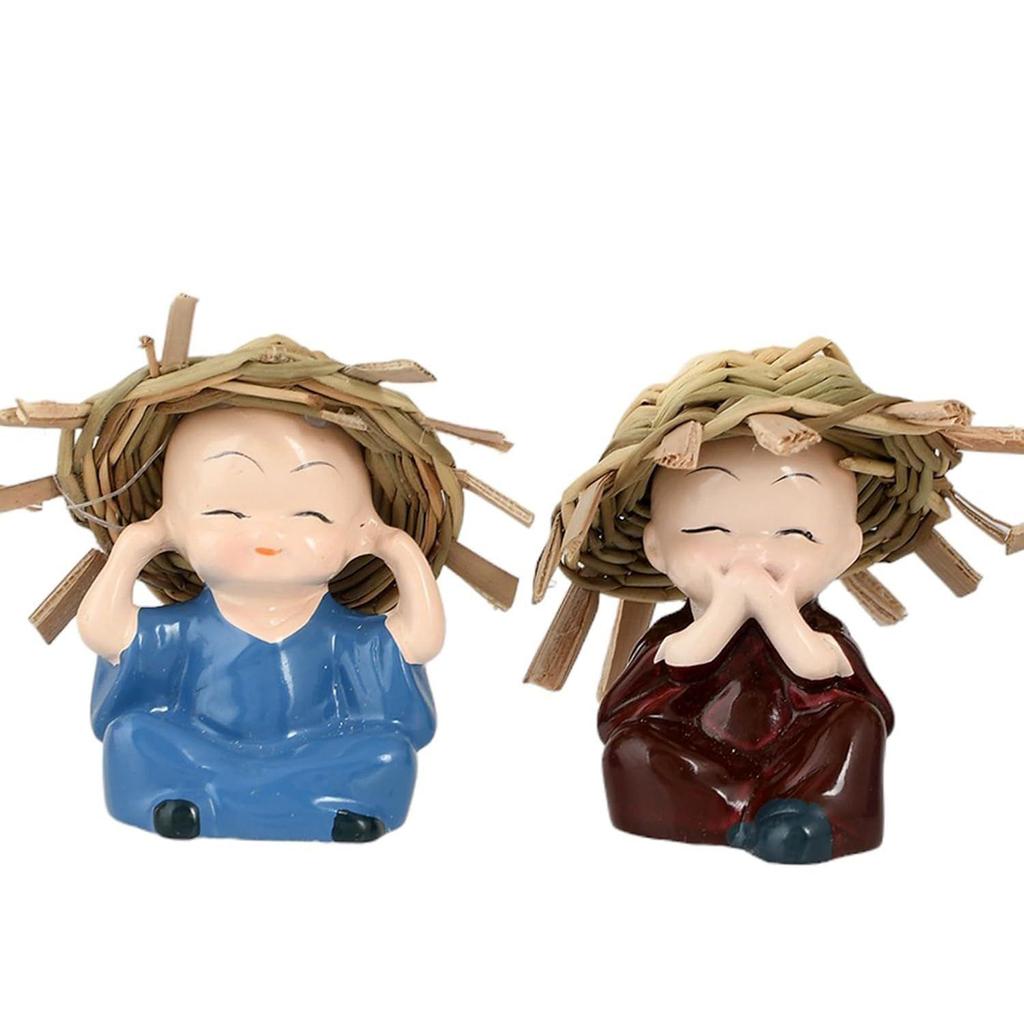 Baby Monk Buddha Set of 4- Statue Showpiece, Diwali Decoration Items Buddha for Table Decor Living Room Home Car Dashboard Decorative Items