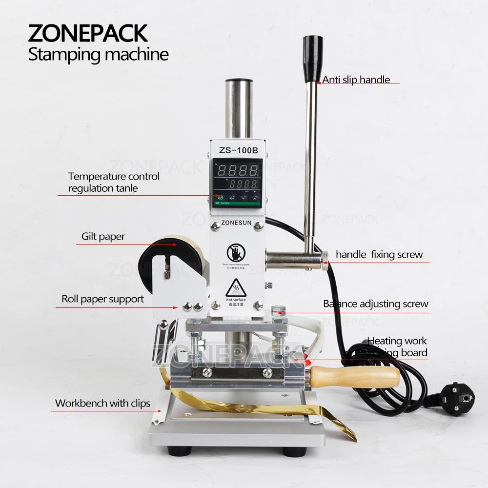 ZONESUN ZS-100B Двухцелевая машина для горячего тиснения фольгой Ручная машина для бронзирования Для ПВХ-карт Кожи Карандашей Бумаги Машина для тиснения
