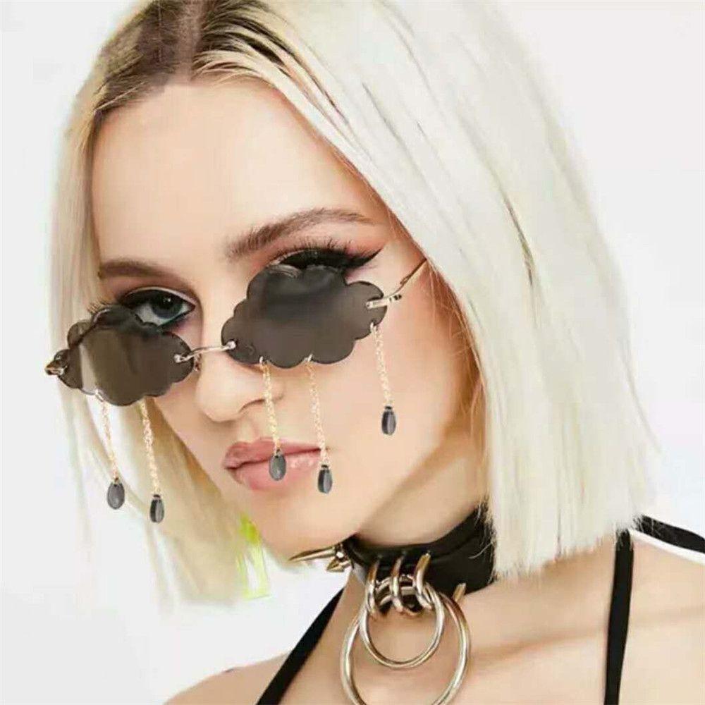 Cloud Shaped Shades Steampunk Sunglasses Disco Glasses Rimless Sunglasses Clouds Tassel Sunglasses