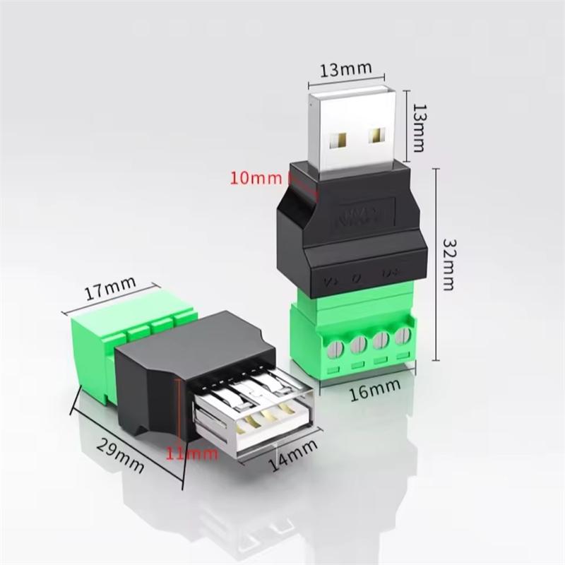 Разъем USB2.0 Избегайте сварки Штекер типа A Адаптер Разъем Гнездо USB Тип A 4-контактный Штекер/Гнездо 4-контактный Винтовой клеммный штекер