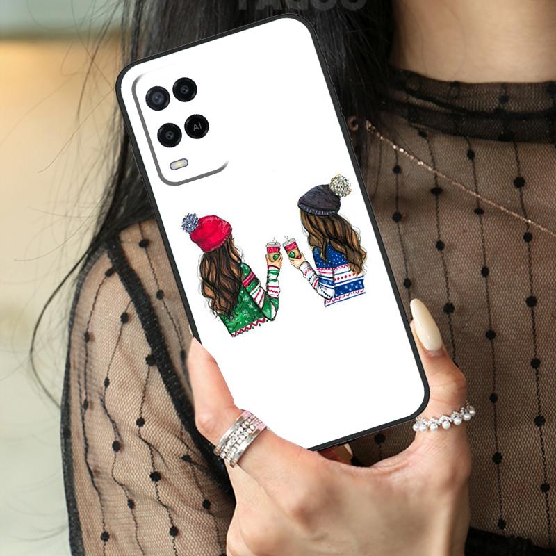 Лучшие друзья BFF Парный чехол для Oppo A16 A76 A96 A17 A18 A60 A80 A40 A38 A58 A78 A98 A94 A74 A54 A15 A57 A77 A5 Pro