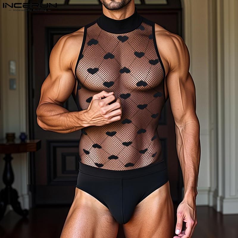 INCERUN Мужские комбинезоны без рукавов с сетчатыми вставками