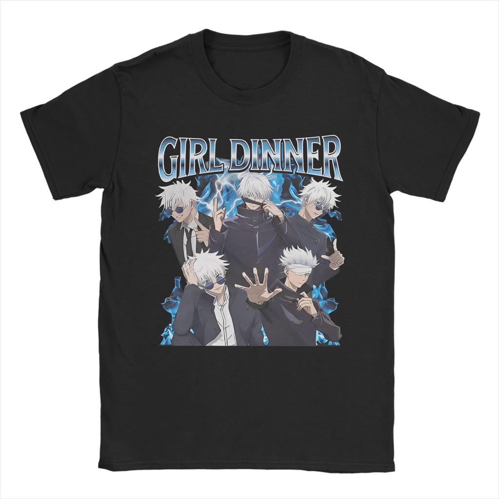 Unisex TShirts Satoru Gojo Girl Dinner JJK Anime Cool Cotton Tees Short Sleeve T Shirt Round Collar Tops Plus Size