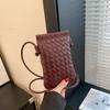 Solid Color Hand-woven Small Bag Women's 2025 New High-end Versatile Commuter Vertical Messenger Mobile Phone Bag