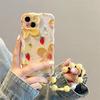 Waterproof and Shockproof TPU Colorful Flower Phone case for iPhone 15 Pro Max Wrist Strap 14 Protective case
