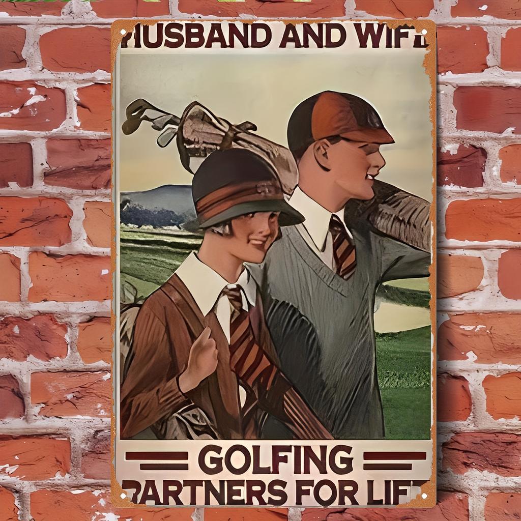 Vintage D Metal Sign Retro Golf Couple Tin Poster x cm Wall Art for Home Bar Garden Decor