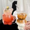Transparent Bear Coffee Mug 320ML Milk Tea Straw Cup Multi-purpose Clear Bear Glassware  Milk