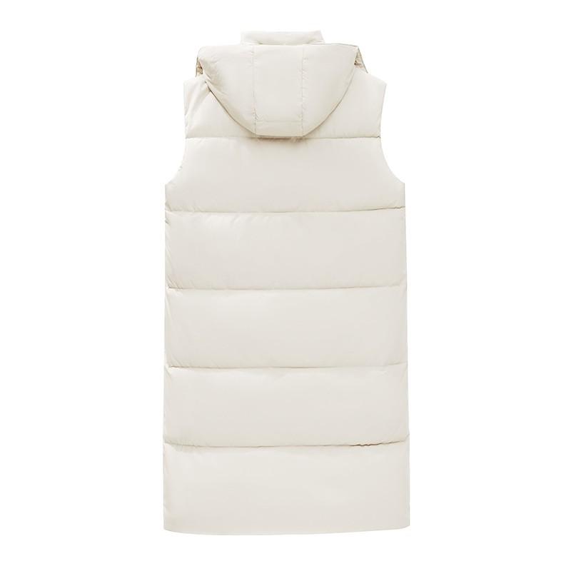 Женские длинные пуховые жилеты без рукавов с капюшоном на молнии с поясом, стеганое пальто с подкладкой, верхняя одежда