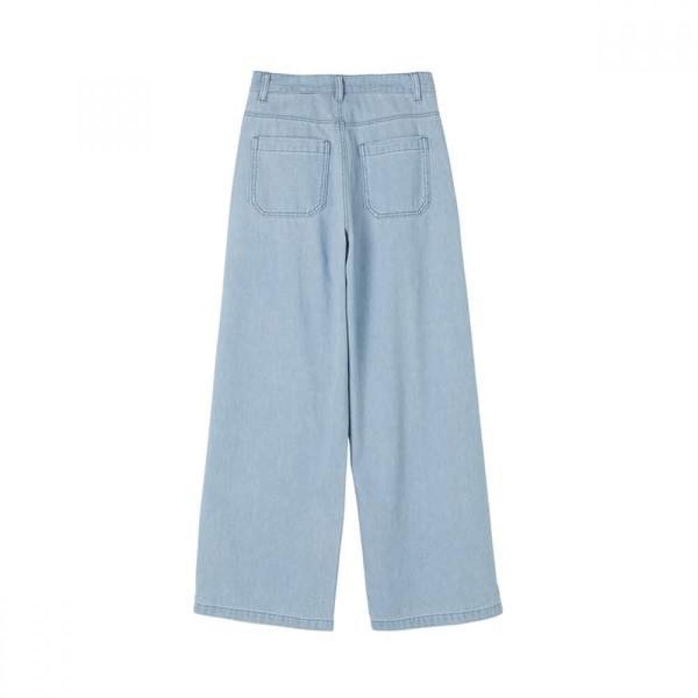 Lap Pleated Long Wide Denim Pants As2dp460