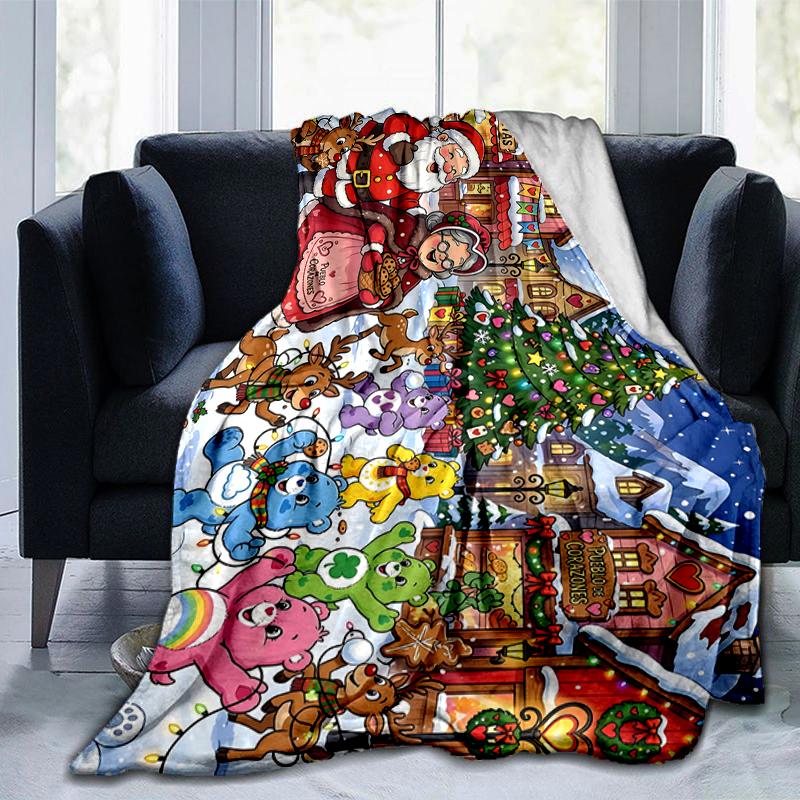 1Pc Christmas Village Scene Blanket Soft And Comfortable Casual Warm Camping Travel Christmas Halloween Gift M921181