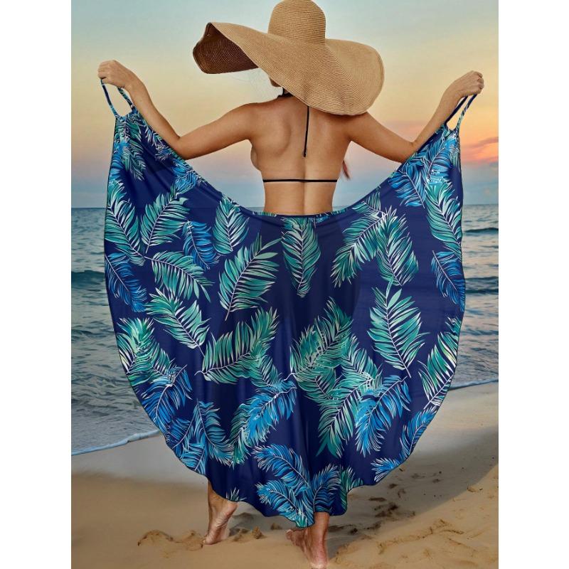 Пляжная накидка с тропическим принтом фламинго, свободное макси-платье без рукавов с открытой спиной