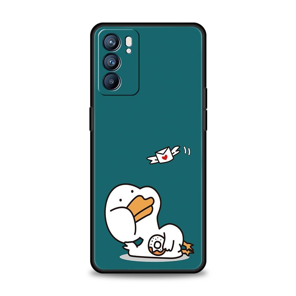 Забавный Мультяшный Утенок Гусь Чехол для Телефона Для Oppo Reno14 Reno13 Reno12 11 F 10 Find X5 X9 Pro A54 5G A53 A9 A16 A78 4G A80 A98 Чехол