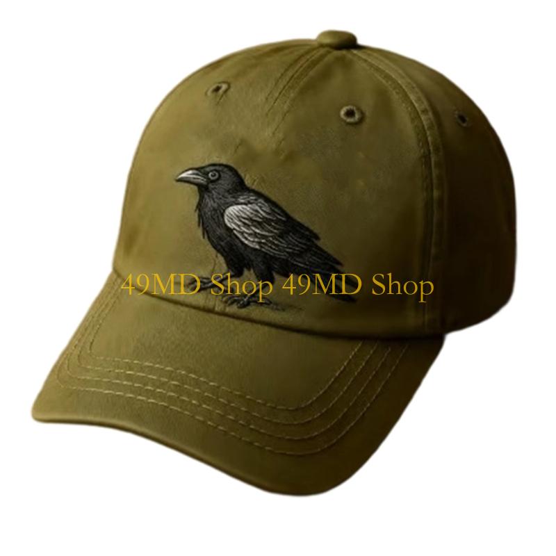 49MD Унисекс Бейсболка с Готической Вышивкой Ворона Регулируемая Snapback Кепка Папы для Повседневной Активности Защита от Солнца на Открытом Воздухе Головной Убор