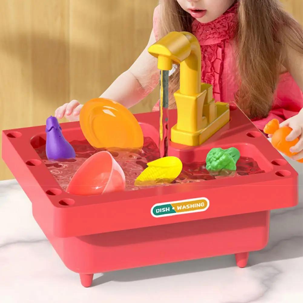 Non-Toxic Children'S Dishwashing Table Kitchen Pretend Play Faucet Cycle Out Recycling Water Electric Sink Kit Plastic Toys For Children Gifts