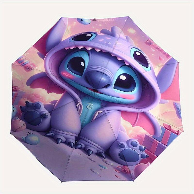 Stitch,Celebration Fully automatic themed umbrella - 8 ribs durable iron frame, tri-fold compact design, perfect as a gift, travel umbrella,
