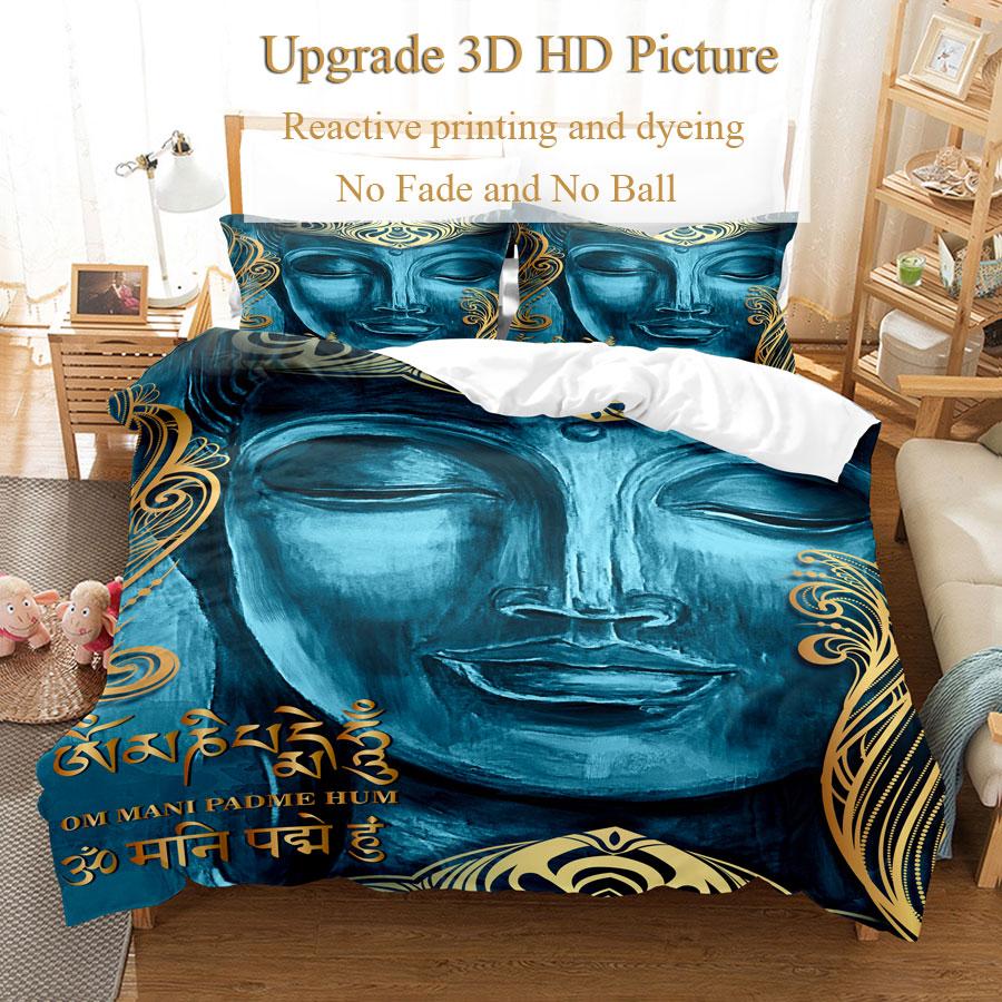 Buddha Duvet Cover Set Queen Size Single Double Bed 220x240cm Twin King Full Bedding Sets Quilt Case Linens 3D HD Pillowcase
