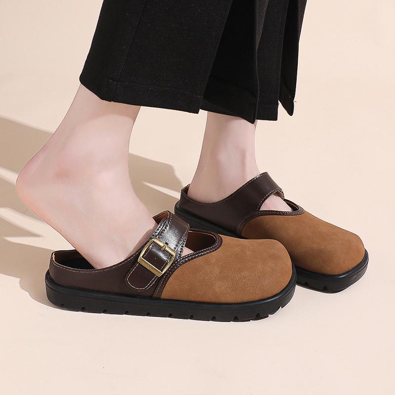 Fashion 2024 Metal Chain Slippers Outdoor Slides Slippers Women Shoes Woman Black Beige Round Cover Toe Waterproof Slippers Plus Size