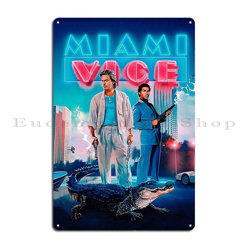 Постер Металлическая табличка Miami Vice Forever V1 Бар Настенная роспись Клуб Индивидуальная печать Жестяная вывеска Постер