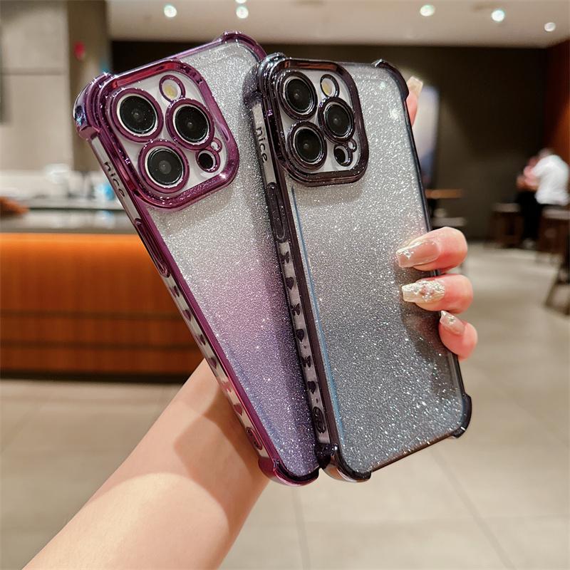 Модный чехол из ТПУ с блестящим покрытием для iPhone 15 Pro 14 Plus 13 12 Pro Max 11, блестящий чехол для телефона