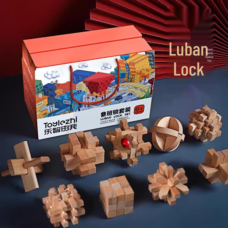 Toylezhi Wooden Luban Lock Puzzle Set