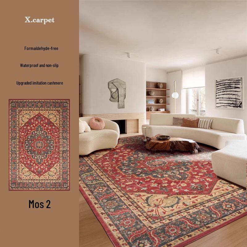 Коврик в персидском стиле из имитации кашемира с нескользящей основой - Машинная стирка, для гостиной, спальни или под журнальный столик